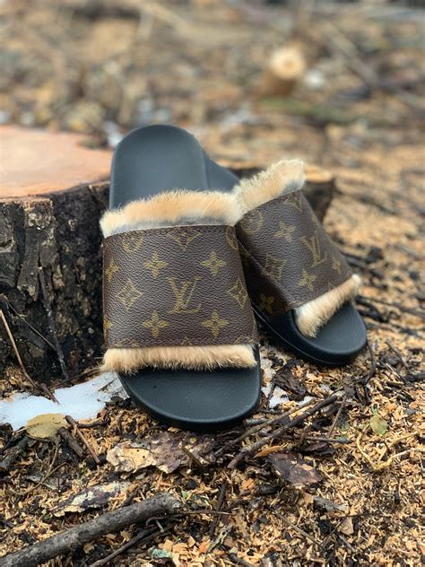 fur louis vuitton slides